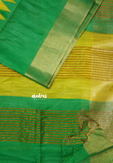 Lemon yellow with Fresh green - Sithara - Semi Tussar saree temple and tissue border